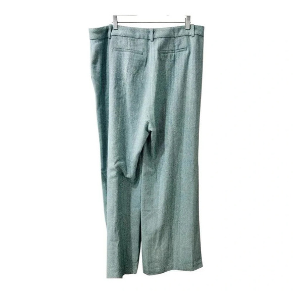 L'AGENCE Women’s Pilar Wide Leg Pant in Green Herringbone Plus Size 18 NWT - Picture 5 of 13
